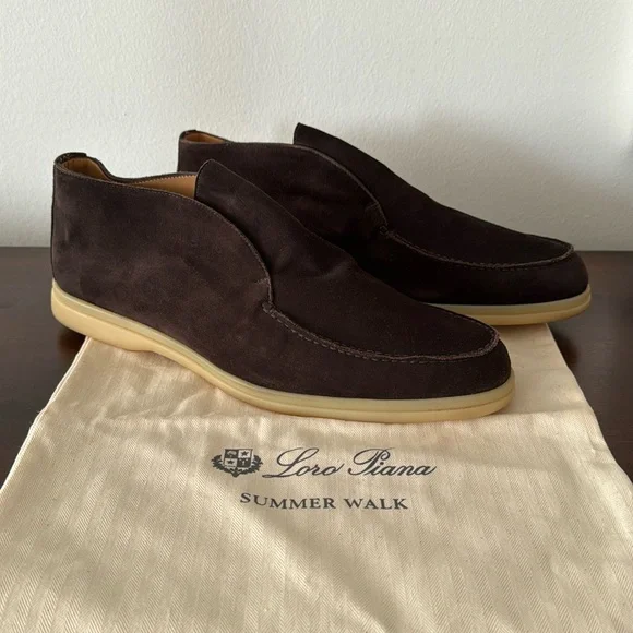 Loro Piana Men’s open walk loafer shoe brown suede sz 44 Loro Piana Brown Suede Open Walk Ankle Length Boots Size  main image 2